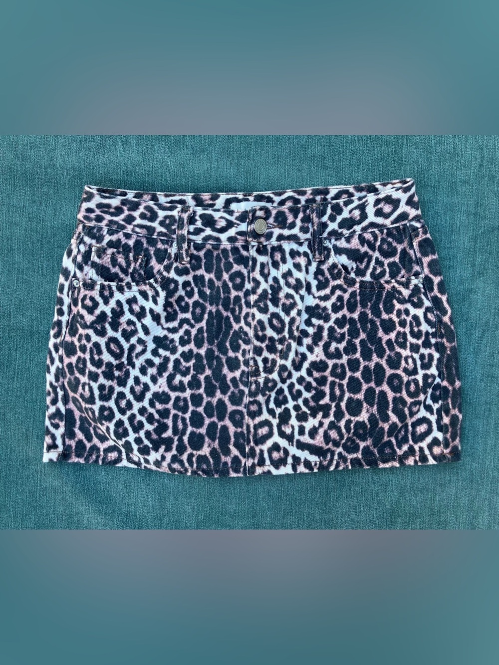PacSun Leopard Print Denim Mini Skirt